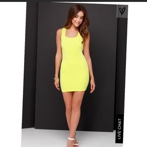 Lulu’s chartreuse bodycon dress